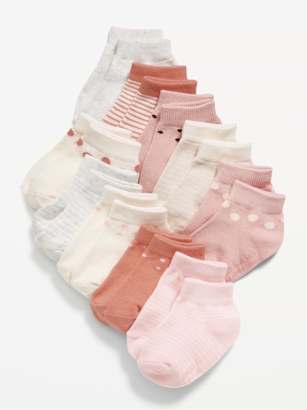 🆕 10-Pack Old Navy Toddler Girls Unisex Ankle Socks 4T/5T Pink